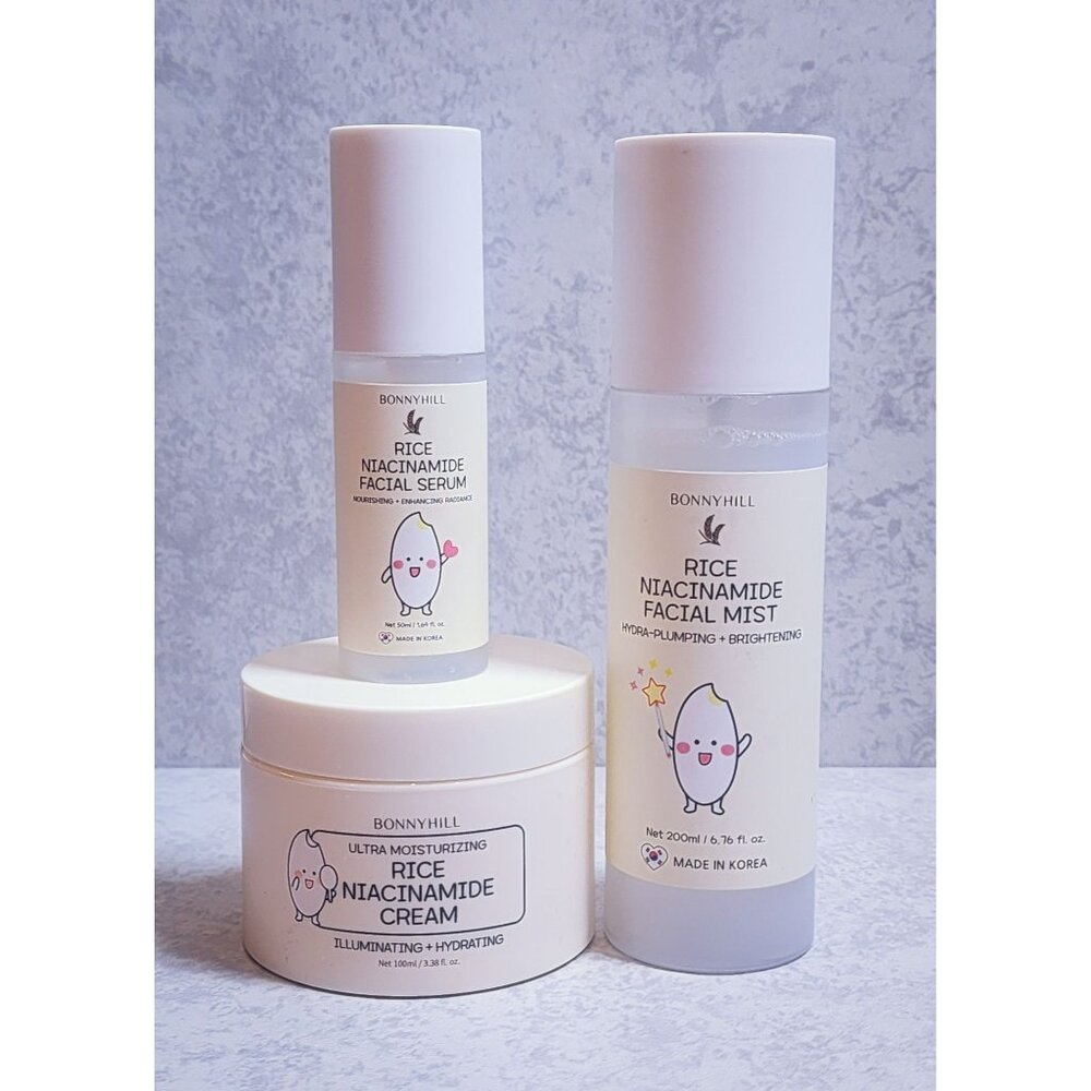 BONNYHILL Rice Niacinamide Trio | Serum + Mist + Cream